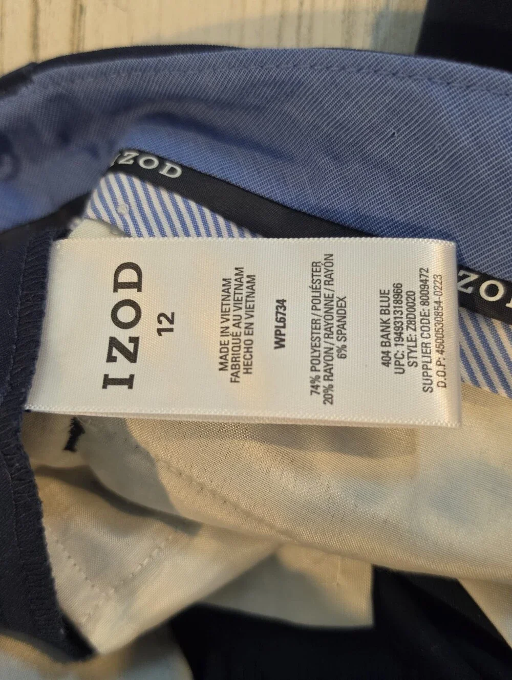 IZOD Boys Suit 3 Piece Navy Blazer Pants Blue Dress Shirt Size 10 12 Stretch